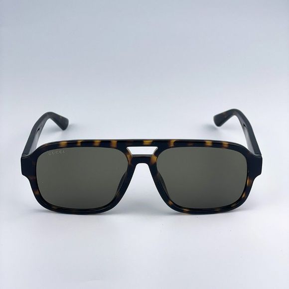 Gucci GG1342S 003 Sunglasses Havana Green Aviator Unisex - Picture 1 of 13